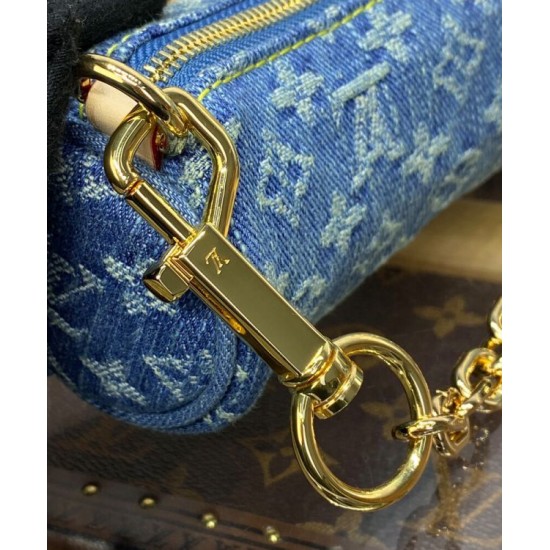 Replica Borsa Louis Vuitton Papillon LV M46830 Denim monogram blu