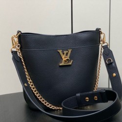 Replica Borsa Louis Vuitton con lucchetto e passeggio M24006 Granulata nera