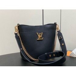 Replica Borsa Louis Vuitton con lucchetto e passeggio M24006 Granulata nera