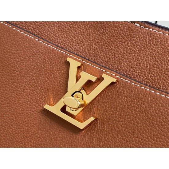 Replica Borsa Louis Vuitton con lucchetto e passeggio M24165 Marrone granulato