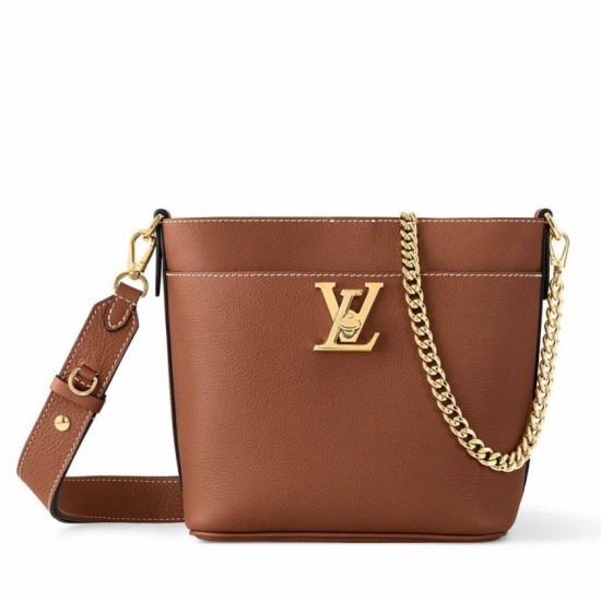 Replica Borsa Louis Vuitton con lucchetto e passeggio M24165 Marrone granulato