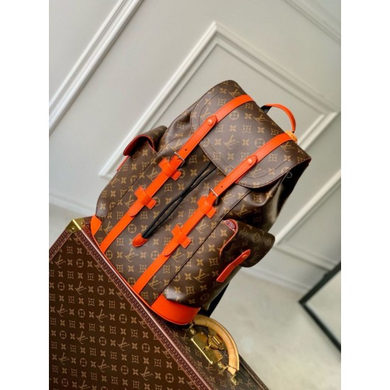 Replica Zaino Louis Vuitton Christopher MM Zaino LV Uomo M46814 Monogram Macassar Orange