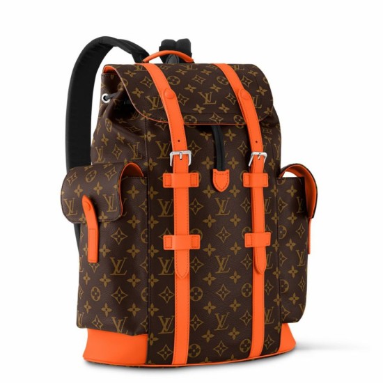 Replica Zaino Louis Vuitton Christopher MM Zaino LV Uomo M46814 Monogram Macassar Orange