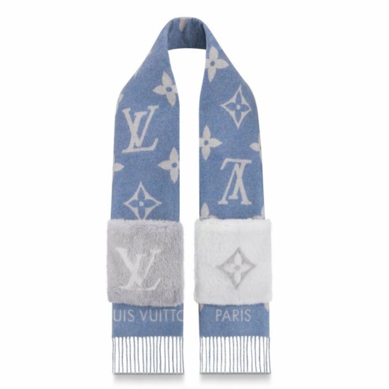 Replica Sciarpe Louis Vuitton Cold Reykjavik Cashmere LV M76342 Blu