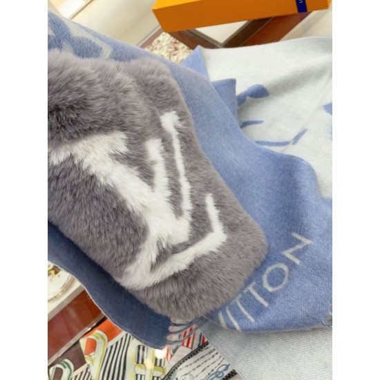 Replica Sciarpe Louis Vuitton Cold Reykjavik Cashmere LV M76342 Blu