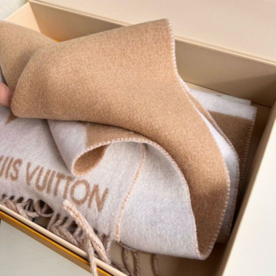 Replica Sciarpa doppia grafica Louis Vuitton M79098 Beige