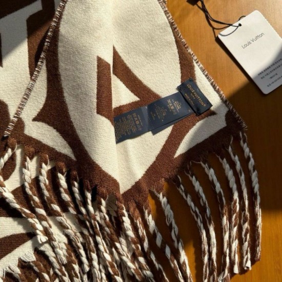 Replica Louis Vuitton M79215 Sciarpa medaglione LV Marrone