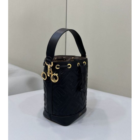 Replica Fendi Mon Tresor secchiello Mini Borsa Fendi Con motivo FF Nera