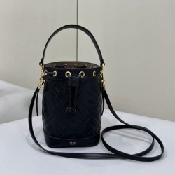 Replica Fendi Mon Tresor secchiello Mini Borsa Fendi Con motivo FF Nera