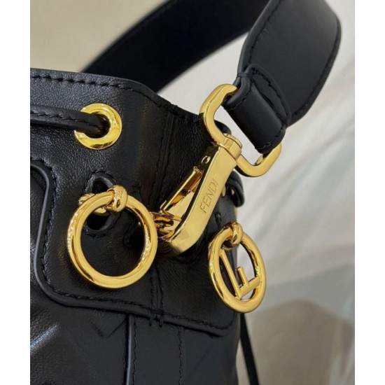 Replica Fendi Mon Tresor secchiello Mini Borsa Fendi Con motivo FF Nera