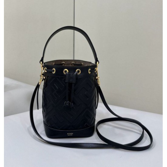 Replica Fendi Mon Tresor secchiello Mini Borsa Fendi Con motivo FF Nera