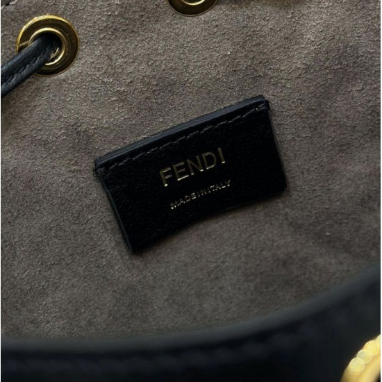 Replica Fendi Mon Tresor secchiello Mini Borsa Fendi Con motivo FF Nera