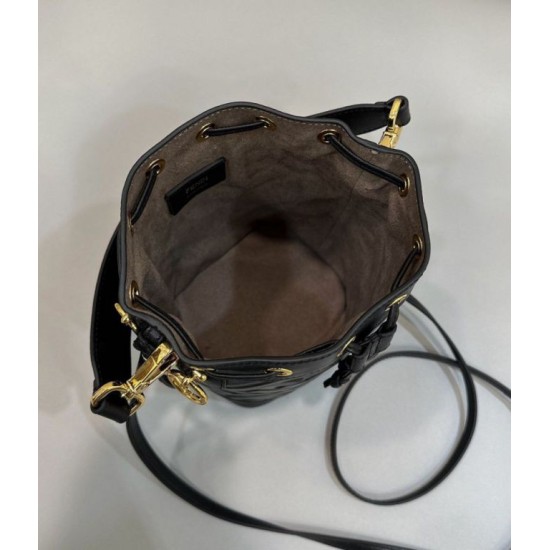 Replica Fendi Mon Tresor secchiello Mini Borsa Fendi Con motivo FF Nera