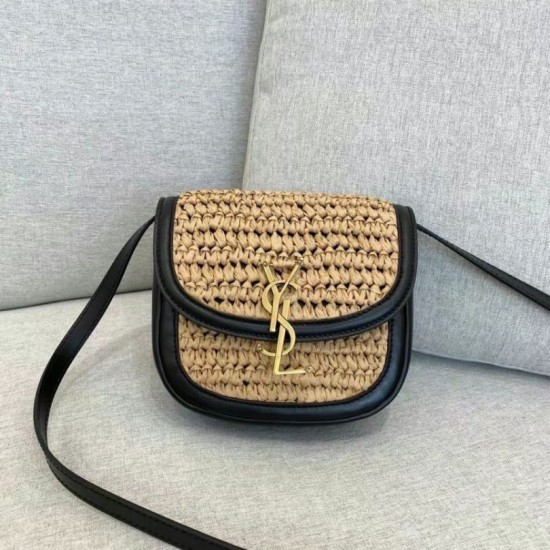 Replica Borsa piccola YSL Saint Laurent Kaia in rafia