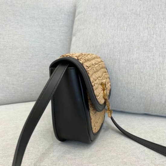 Replica Borsa piccola YSL Saint Laurent Kaia in rafia