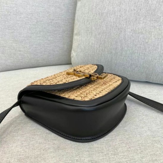 Replica Borsa piccola YSL Saint Laurent Kaia in rafia