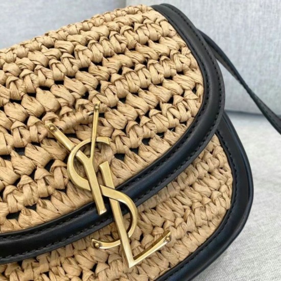Replica Borsa piccola YSL Saint Laurent Kaia in rafia