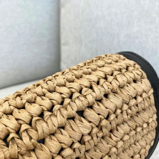 Replica Borsa piccola YSL Saint Laurent Kaia in rafia