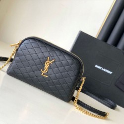 Replica Pouch YSL Saint Laurent Gaby con cerniera trapuntato nero