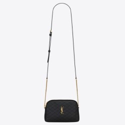 Replica Pouch YSL Saint Laurent Gaby con cerniera trapuntato nero