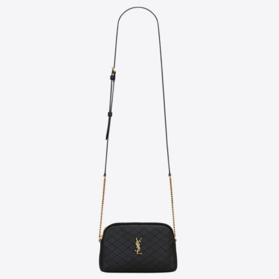 Replica Pouch YSL Saint Laurent Gaby con cerniera trapuntato nero Replica Pouch YSL Saint Laurent Gaby con cerniera trapuntato nero