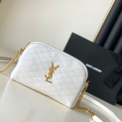 Replica Pouch YSL Saint Laurent Gaby con cerniera bianco trapuntato