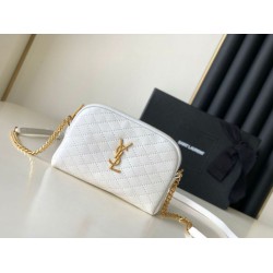 Replica Pouch YSL Saint Laurent Gaby con cerniera bianco trapuntato Replica Pouch YSL Saint Laurent Gaby con cerniera bianco trapuntato