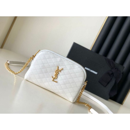 Replica Pouch YSL Saint Laurent Gaby con cerniera bianco trapuntato