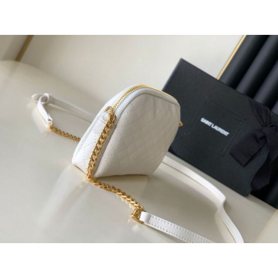Replica Pouch YSL Saint Laurent Gaby con cerniera bianco trapuntato