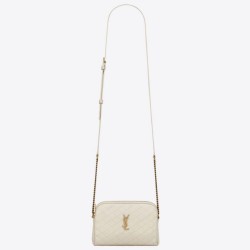 Replica Pouch YSL Saint Laurent Gaby con cerniera bianco trapuntato