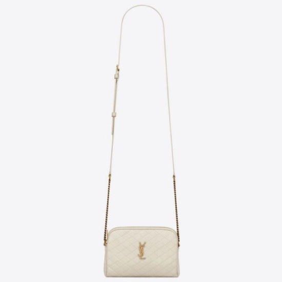 Replica Pouch YSL Saint Laurent Gaby con cerniera bianco trapuntato