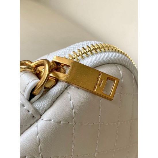 Replica Pouch YSL Saint Laurent Gaby con cerniera bianco trapuntato