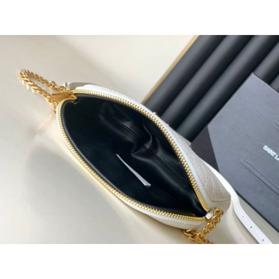 Replica Pouch YSL Saint Laurent Gaby con cerniera bianco trapuntato