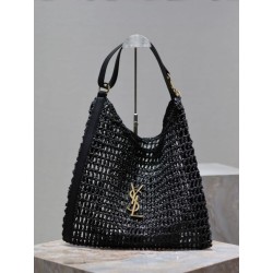 Replica Borsa Shopping YSL Saint Laurent Oxalis Rafia Macramè Nera
