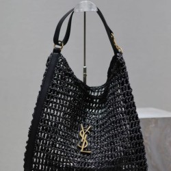 Replica Borsa Shopping YSL Saint Laurent Oxalis Rafia Macramè Nera