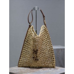 Replica Borsa Shopping YSL Saint Laurent Oxalis Rafia Macramè Marrone