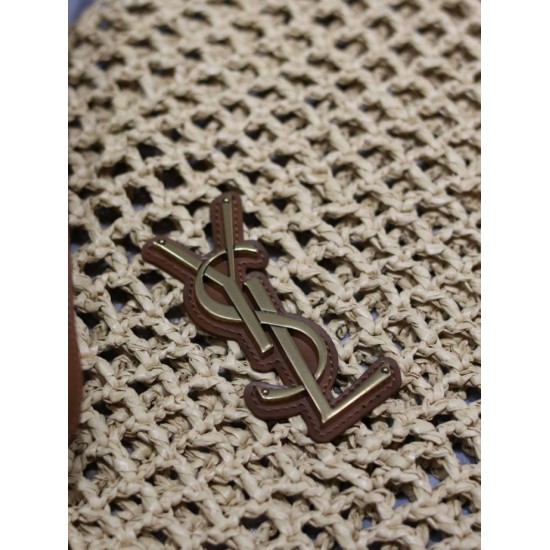 Replica Borsa Shopping YSL Saint Laurent Oxalis Rafia Macramè Marrone