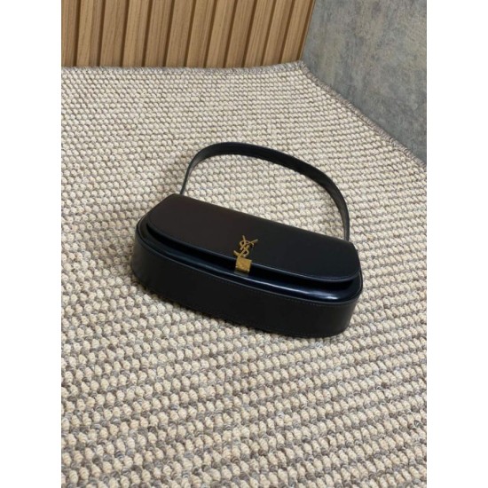Replica Borsa a tracolla mezzaluna YSL Saint Laurent Mini Voltaire Nera
