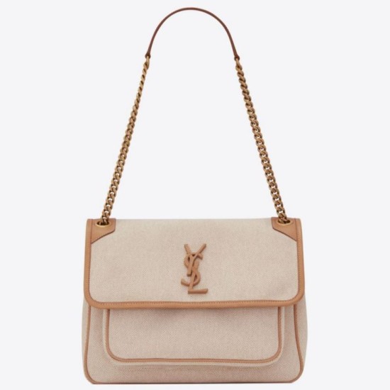 Replica Borsa Niki media YSL Saint Laurent in tela di cotone