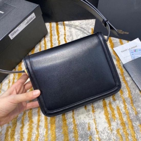 Replica Borsa piccola YSL Saint Laurent Solferino Pelle di vitello nera