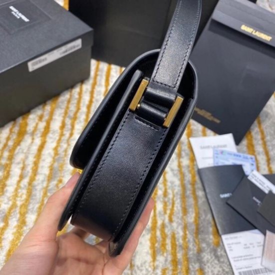 Replica Borsa piccola YSL Saint Laurent Solferino Pelle di vitello nera