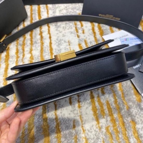 Replica Borsa piccola YSL Saint Laurent Solferino Pelle di vitello nera
