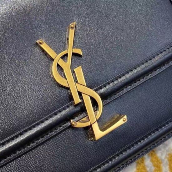 Replica Borsa piccola YSL Saint Laurent Solferino Pelle di vitello nera