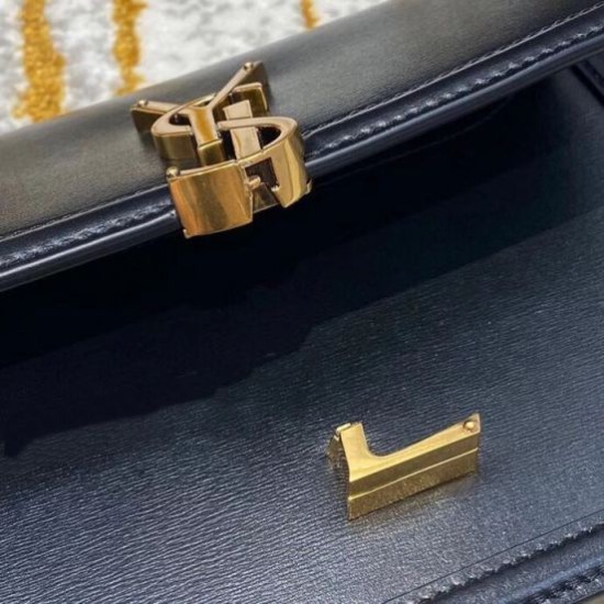 Replica Borsa piccola YSL Saint Laurent Solferino Pelle di vitello nera