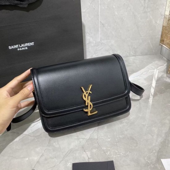 Replica Borsa media YSL Saint Laurent Solferino Pelle di vitello nera