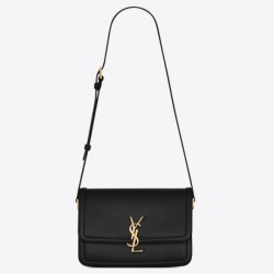 Replica Borsa media YSL Saint Laurent Solferino Pelle di vitello nera