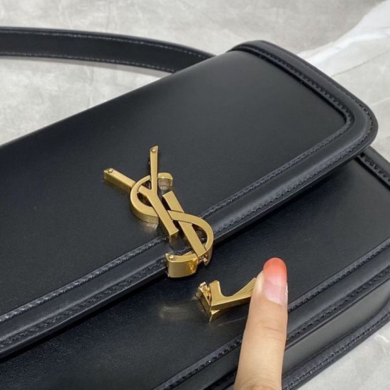 Replica Borsa media YSL Saint Laurent Solferino Pelle di vitello nera