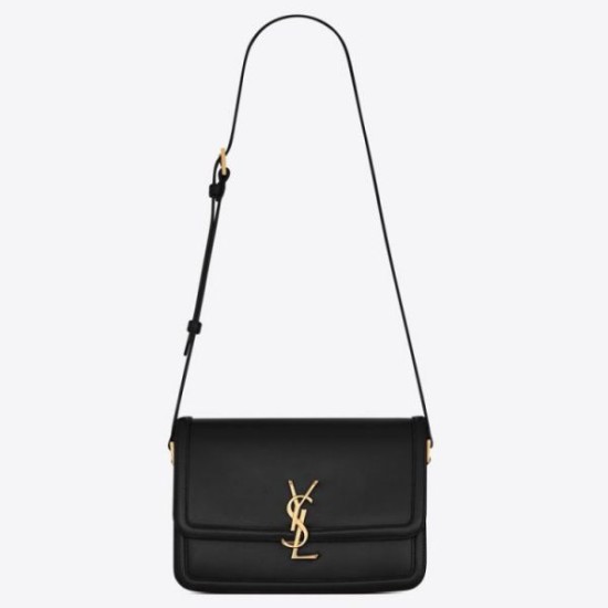 Replica Borsa media YSL Saint Laurent Solferino Pelle di vitello nera