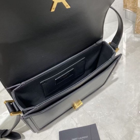 Replica Borsa media YSL Saint Laurent Solferino Pelle di vitello nera