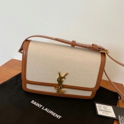 Replica Borsa media YSL Saint Laurent Solferino in tela con pelle di vitello Replica Borsa media YSL Saint Laurent Solferino in tela con pelle di vitello